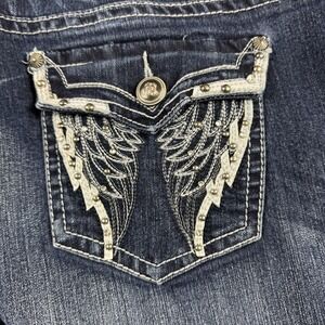 Rhinestone Pockets Jeans ND Weekend Crop Womens 16 Blue Flap Wings Thick Stitch